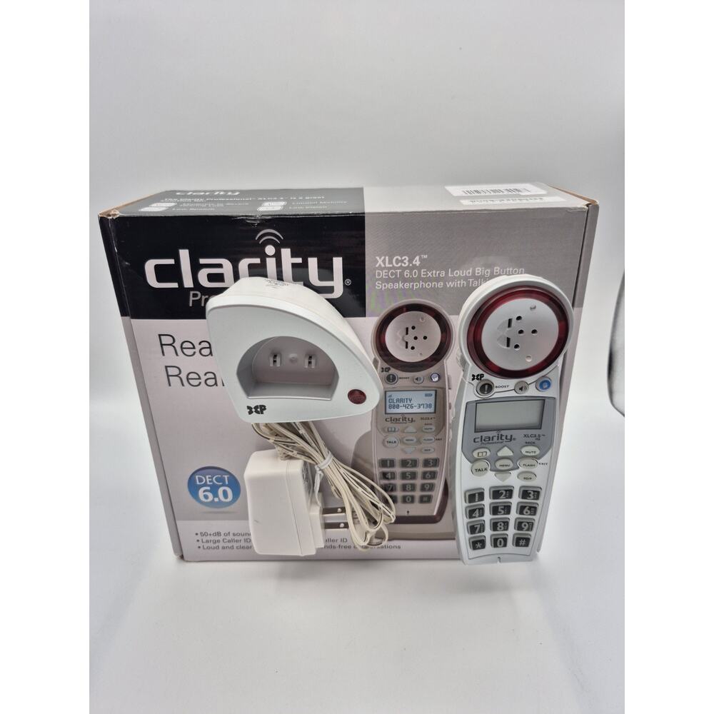 Clarity XLC3.4 1.9 GHz Cordless Phone Ford Hearing Impaired Tested READ